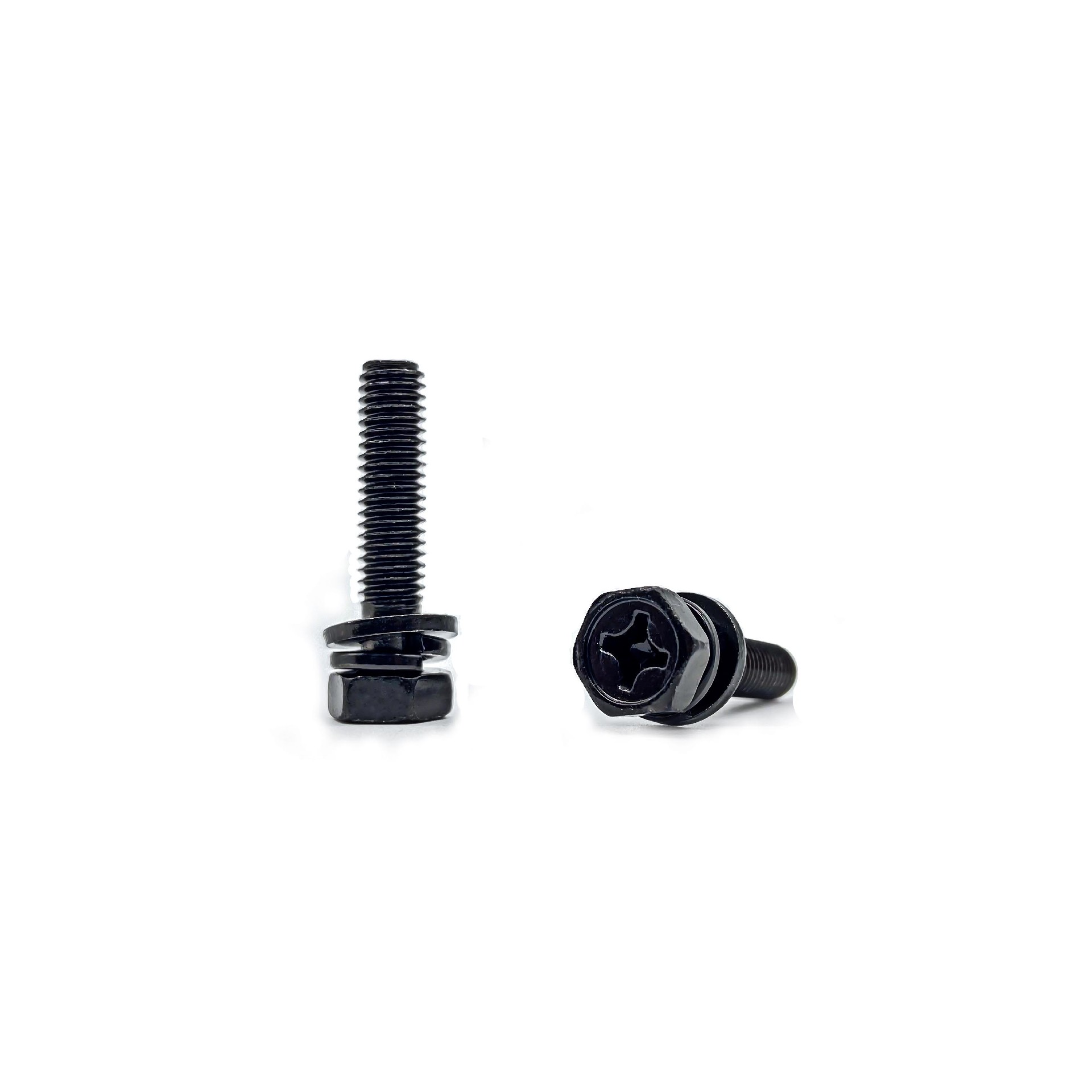 Hexagon head cross groove spring flat combination bolt M6 × 27-5.8-environmental protection black zinc.jpg